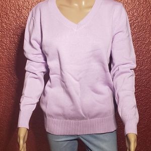 karen scott v-neck sweater light purple/lavender